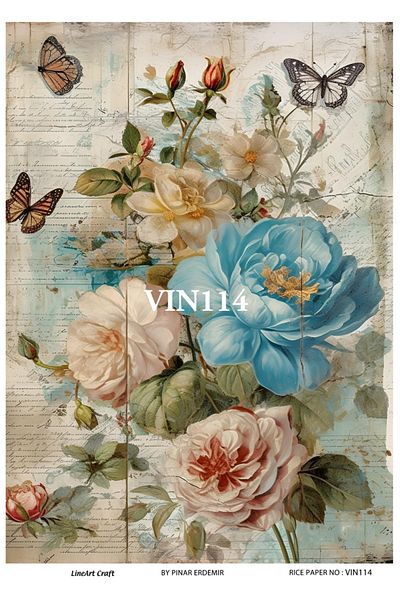 LİNEART Brass Patterned LineArt Decopage Paper - LA-VIN114
