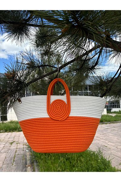 MaVaux Μίνι Βανίλια Χειροποίητη Ψάθινη τσάντα παραλίας από γιούτα