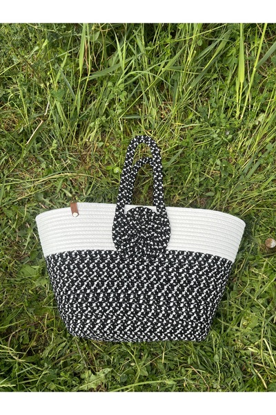 MaVaux Μίνι Βανίλια Χειροποίητη Ψάθινη τσάντα παραλίας από γιούτα