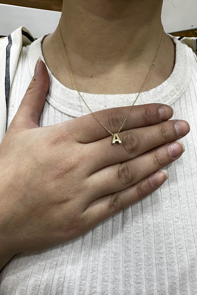 ŞAMLI ERDOĞAN 14 Ayar Altın Minimal A Harf İnce Zincir Kolye