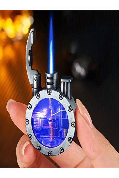 HK GİFT SHOP Yaratıcı şeffaf hava odası Retro gaz çakmak doğrudan enjeksiyon kişilik eğilim şeffaf