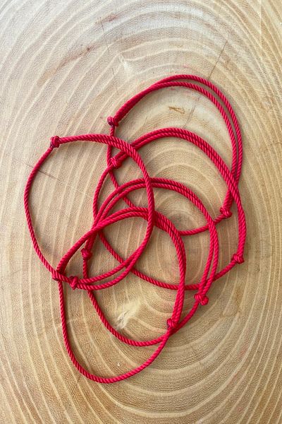 Shepidi 5-Piece Twisted Rope Red Anklet - Slide Lock Braid Set