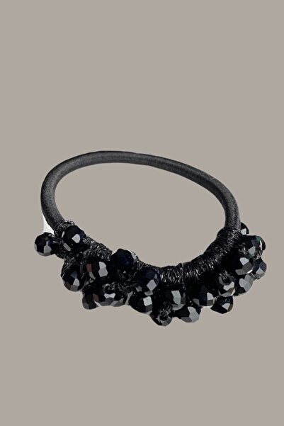 Barly Siyah Renk Taşlı Lastik Toka