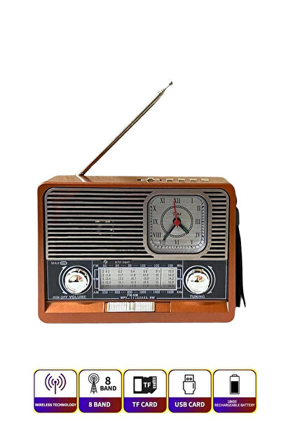 BYRTECH Nostalji Radyo Led Işık/Fener/USB/TF Kart Destekli Retro Bluetooth Ho...