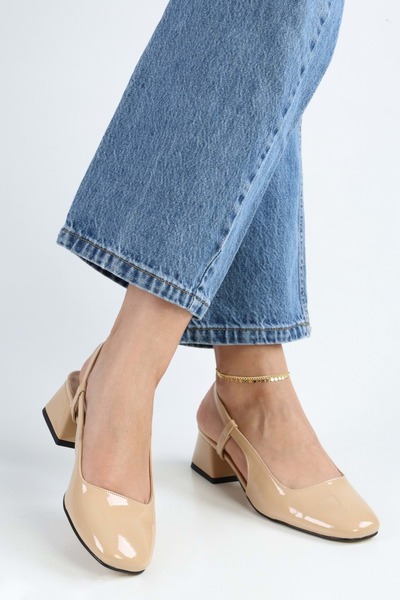 Shoeberry Sieno Patent Leather Blunt Toe Women's Heeled Shoes