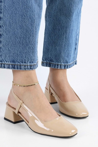 Shoeberry Sieno Patent Leather Blunt Toe Women's Heeled Shoes