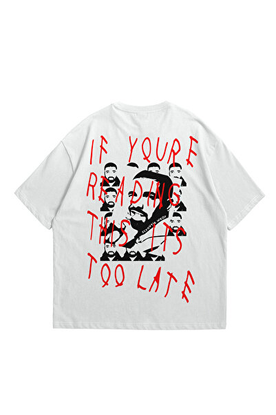 Stadium Unisex White Drake if You Are Reading This Printed Oversize Crew Neck...