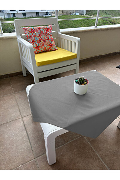 Zeren Home Sıvı Geçirmez Dertsiz Pamuk Keten Kare Masa Örtüsü 80cm x 80cm