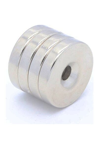 Dünya Magnet 4 Adet 25 x 5 mm 10/5,5 mm Havşalı Delikli Neodyum Mıknatıs
