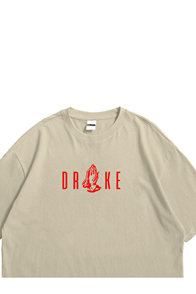 Stadium Μπεζ Drake - Εάν διαβάζετε αυτό το εμπριμέ μπλουζάκι υπερμεγέθους, λαιμόκοψη, κοντό μανίκι