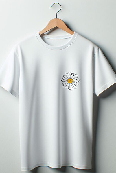 Vordevia Λευκό μπλουζάκι με στάμπα Daisy Oversize Wide Fit Unisex Crew Neck