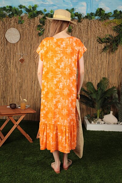 lovebox Νέα σεζόν ύφασμα βισκόζης γραβάτα με μοτίβο φούστα βολάν Λεπτομερές γυναικείο φόρεμα