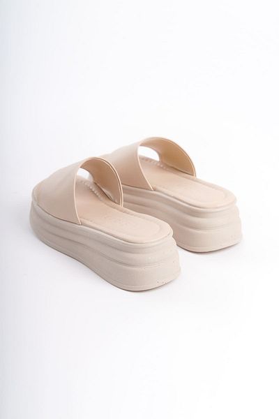 BZ Moda LIANA Flat Heels Χοντρή και Ορθοπεδική Σόλα Γυναικείες Παντόφλες KT Cream