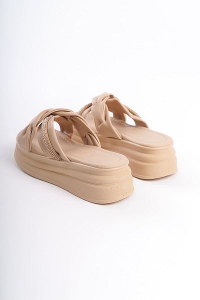 BZ Moda Panglică cu toc plat FREJA, cu model de piatră, cu talpă groasă și ortopedică, papuci pentru femei TT Skin