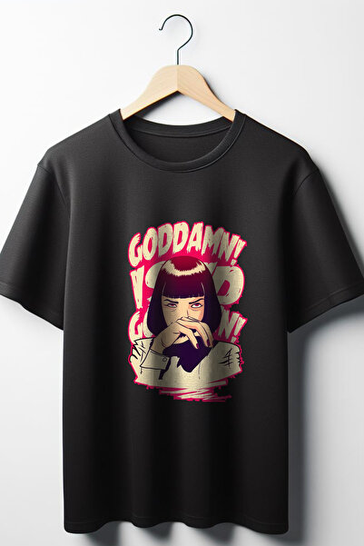 Vordevia Pulp Fiction Štampano Oversize kroj široka unisex okrugla kragna crn...