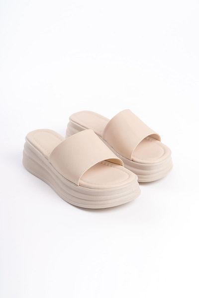 BZ Moda LIANA Flat Heels Χοντρή και Ορθοπεδική Σόλα Γυναικείες Παντόφλες KT Cream