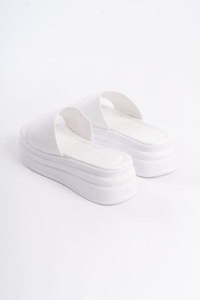 BZ Moda Papuci de damă LIANA cu toc plat și talpă ortopedică BT White