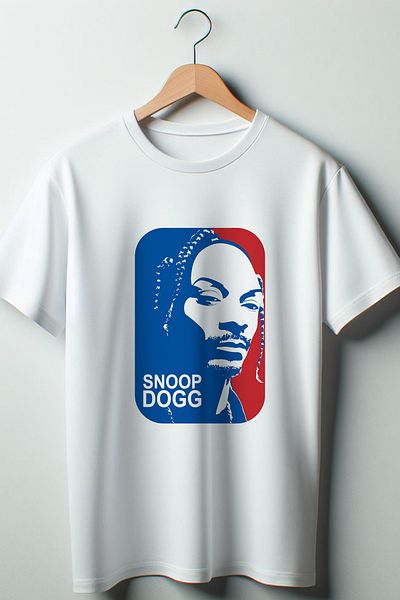 Vordevia Tricou alb unisex cu decolteu rotund cu imprimeu Snoop Dogg