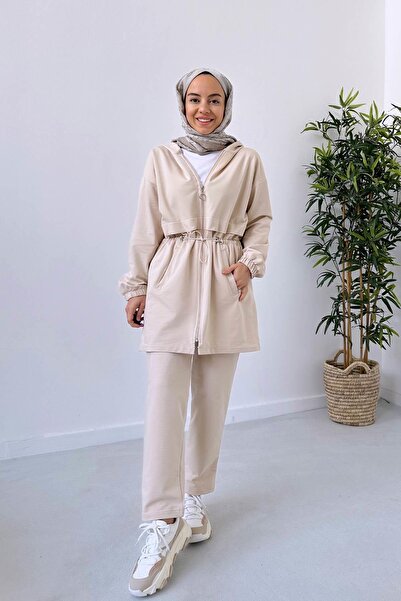 Ka Hijab Waist Drawstring Two Thread Set - Beige