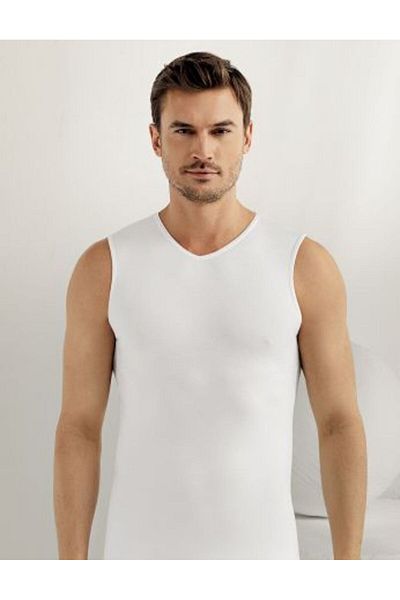 Şahinler White Zero Sleeve V-neck Lycra Singlet Me079 new