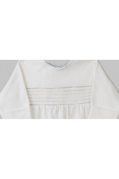 Mede Kids Medekids Pliting Combed Cotton Leg Jumpsuit Ecru-Blue 0-3 Months