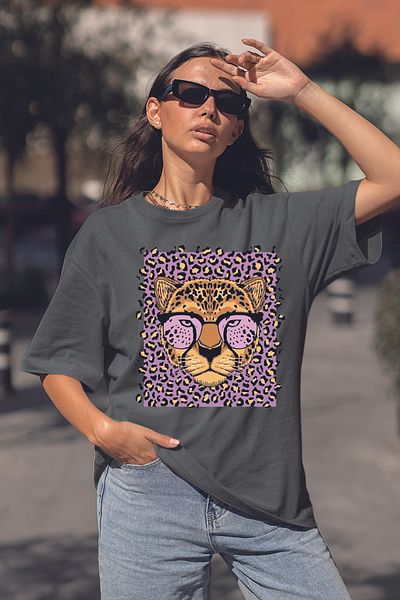 Serbella Leopard Printed Unisex Oversize T-Shirt - Code P0730-J6J7Y4