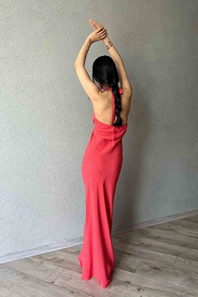 Seda Yalçın Atelier Red Polka Dot Halter Detail Dress