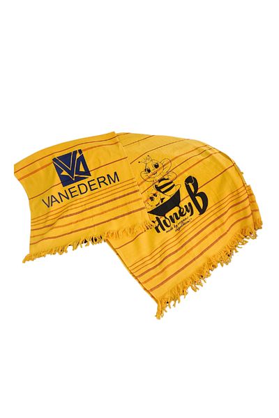 My Honey B Yellow Cotton Bee Patterned Beach Towel - 160/70cm Hair Towel 50/100cm