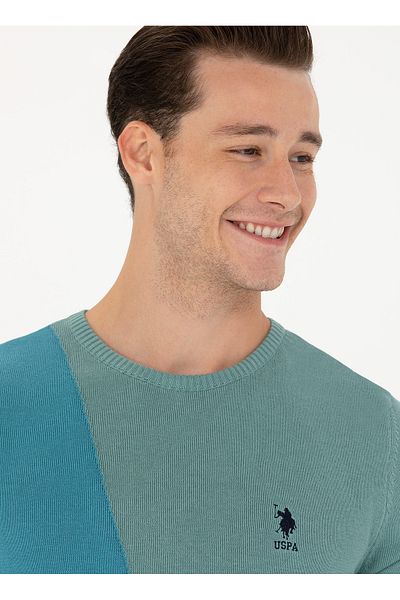 U.S. Polo Assn. BAZA. Polo Assn. - Pulover pentru bărbați Slim Fit cu gât crew MARANTA