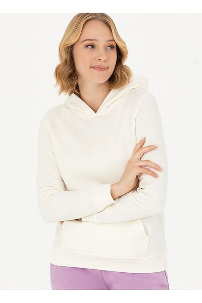 U.S. Polo Assn. U.S. Polo Assn. Hood Collar Ecru Women's Sweatshirt Gizmo-Sk023