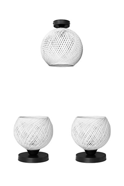 manogrup avize aydınlatma Erva Abajur Avize Yatak Odası Aydınlatma Set Beyaz