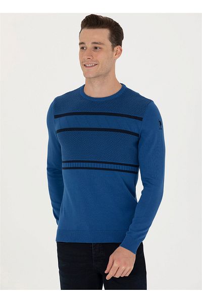 U.S. Polo Assn. БАЗА. Polo Assn. - Мъжки пуловер Saks Slim Fit с кръгло деколте GOW
