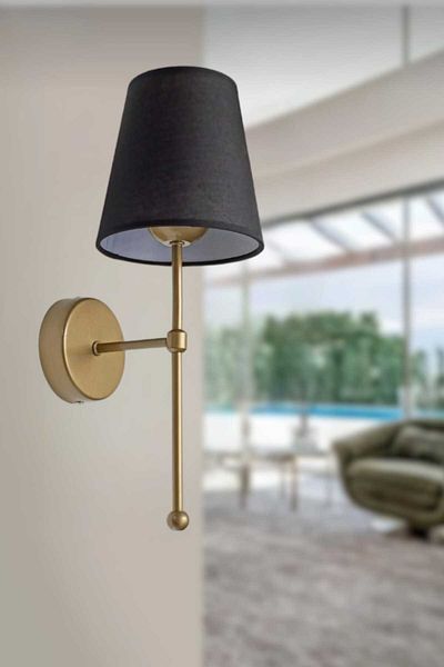 BSA LIGHTING Pars Antique Painted Modern Applique (BLACK CONIC LAMPED)