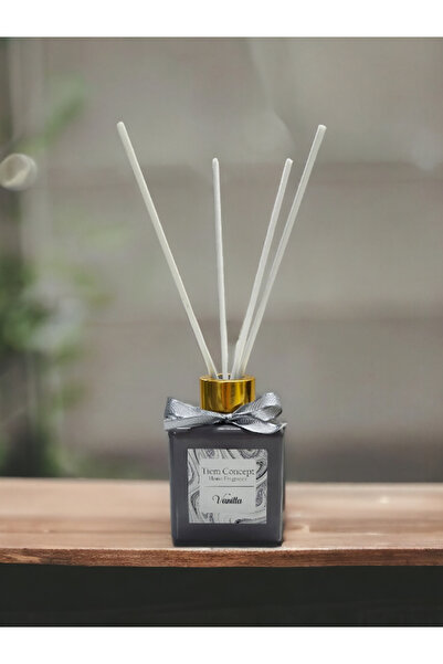 Tiem Concept Kalp Gold Başlıklı Vanilya Kokulu Gri Bardak Mum Ve Çubuklu Oda Kokusu Seti 100 ml
