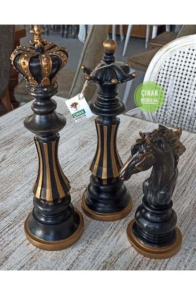 ÇINAR DESİGN 3'LÜ SANTRANÇ TAKIM GOLD ESKİTME