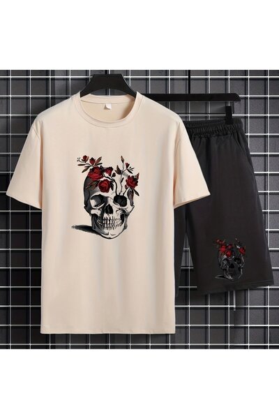 GALASHOP Skull And Rose Print, Mens 2-piece set