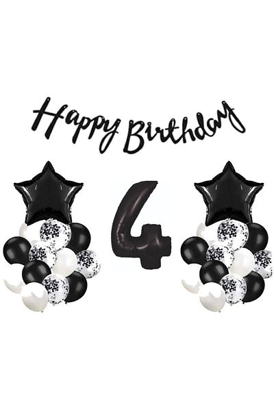DÜVENCİ TİCARET Black Age Balloon Set for Birthday