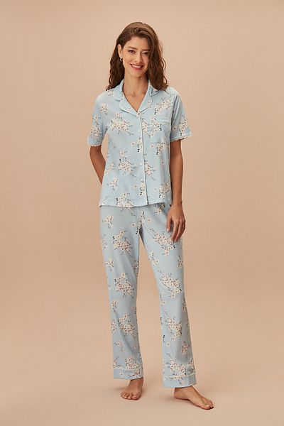 SUWEN Set de pijamale masculine Sakura