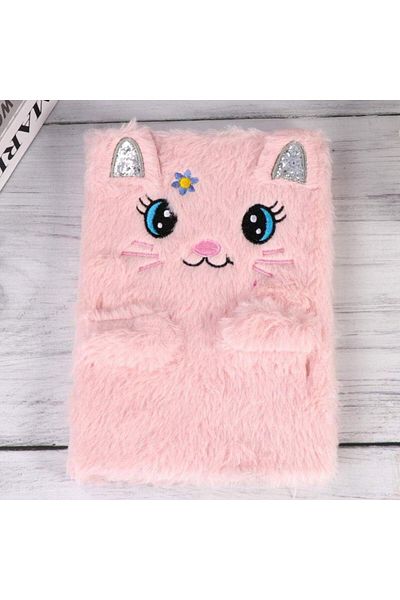 Hediye Vakti Caiet de note cu design de pisici cu dungi de pluș