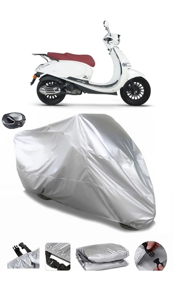 AUTOLION مشمع دراجة نارية رمادي متوافق مع Rks Galaxy Gold 125 عالي الجودة