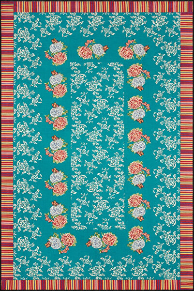 Rugs Modern Halı Modern Kırmızı Mavi Renkli Çiçekli Desenli Dokuma Taban Halı...