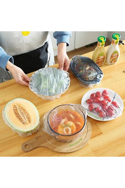 abnturk 100 Pieces Practical Pot - Plate Cap Freshness Protector, Multi-purpose Food Cap with Stretch Lid