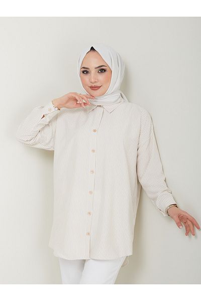 VOLT CLOTHİNG Cămașă Hijab cu dungi pentru damă