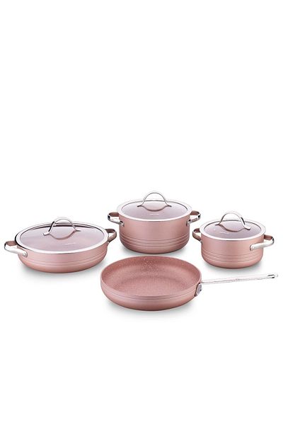 KORKMAZ Line 7 Piece Crush Casting Volcanite Cookware Set =NEW SERIES=