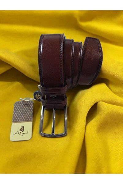 Akyol ÇAPA COLLECTİON Akyol deri %100 gerçek deri erkek dikişli kahve kumaş kemer
