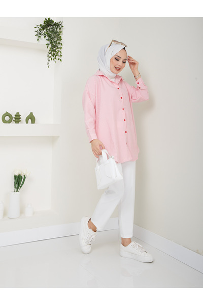 VOLT CLOTHİNG Women's Striped Hijab Shirt