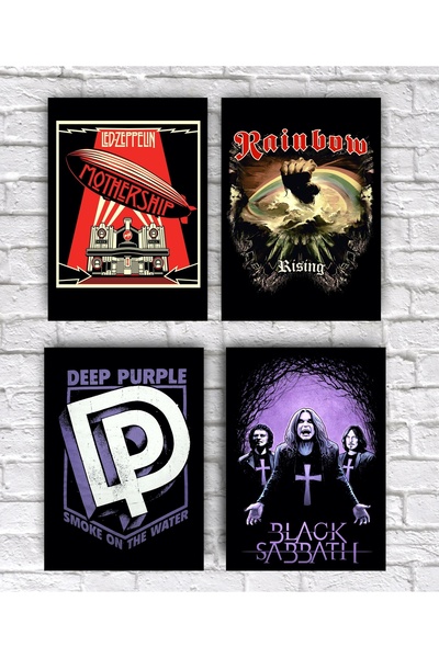icase Set de pictură pe lemn Deep Purple Acdc Rainbow Led Zeppelin