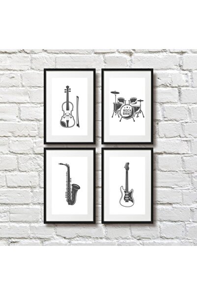 icase (Aspect cadru negru) Instrumente muzicale Tobe Chitară Vioară Saxofon S...