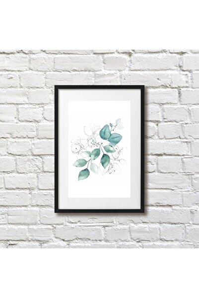 icase (!!! Aspect de cadru negru! !!) Acuarelă Frunze Desen Plante Naturale T...