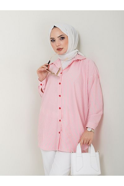 VOLT CLOTHİNG Women's Striped Hijab Shirt